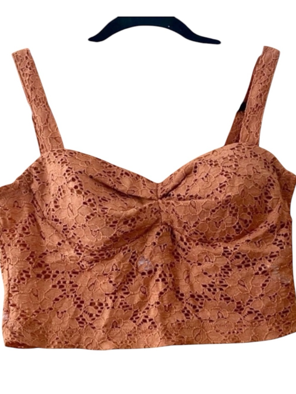 Coveted Clothing Rust Floral Lace Bustier Crop Top Corset Y2K Large